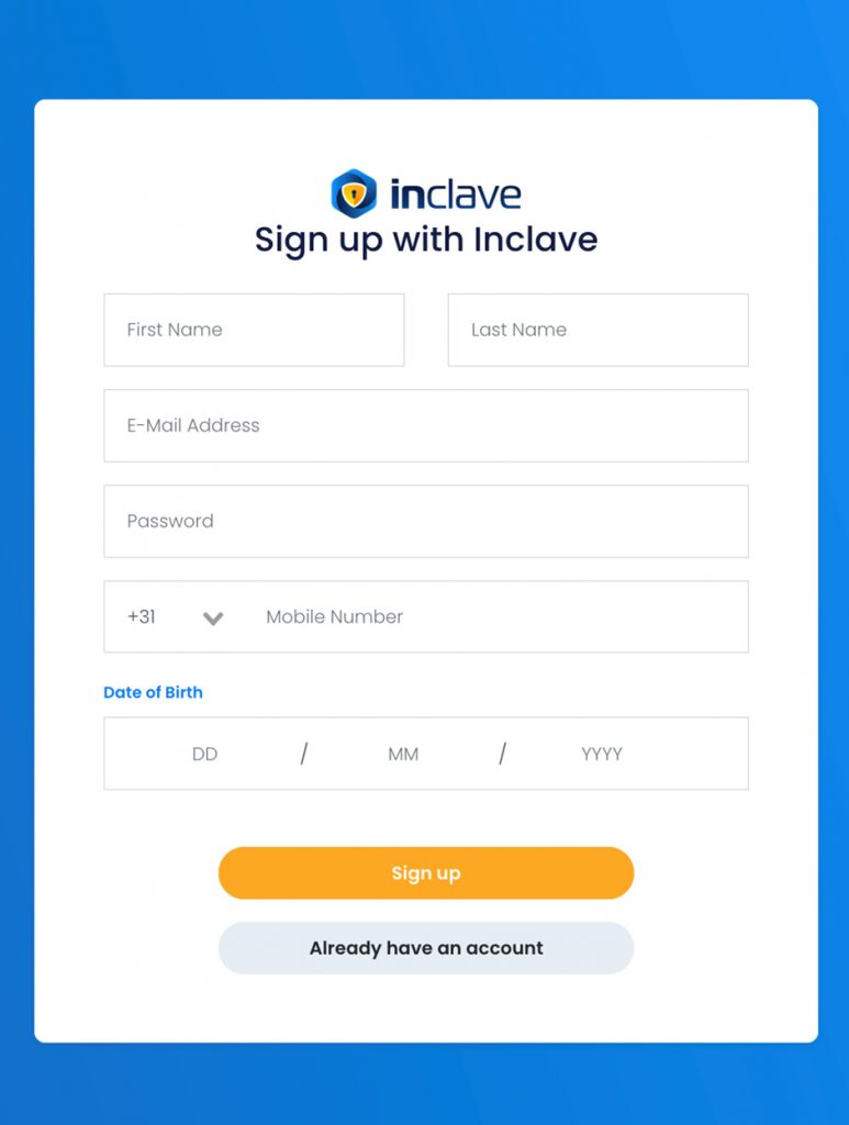 User signup form